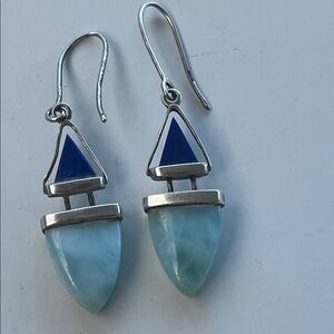 Silver and Blue Dangle Earrings